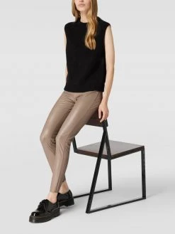 Cambio Shop 34 Raffaello Rossi Slim Fit Hose In Leder-Optik Modell 'RESA' - Taupe