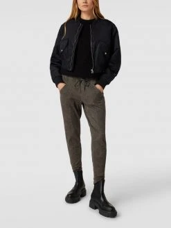 Cambio Shop 12 Brax Relaxed Fit Jogpants Mit Strukturmuster - Khaki